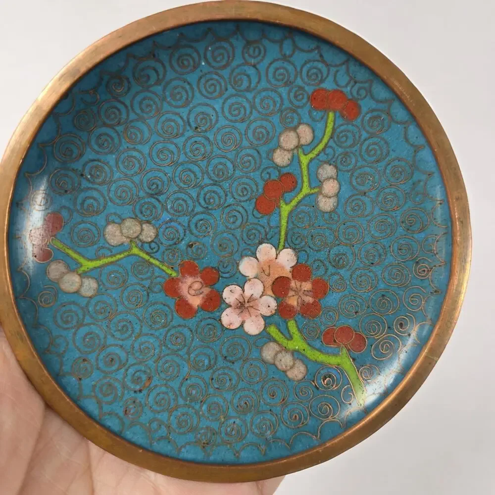 2 Vintage Chinese Cloisonne Floral 3